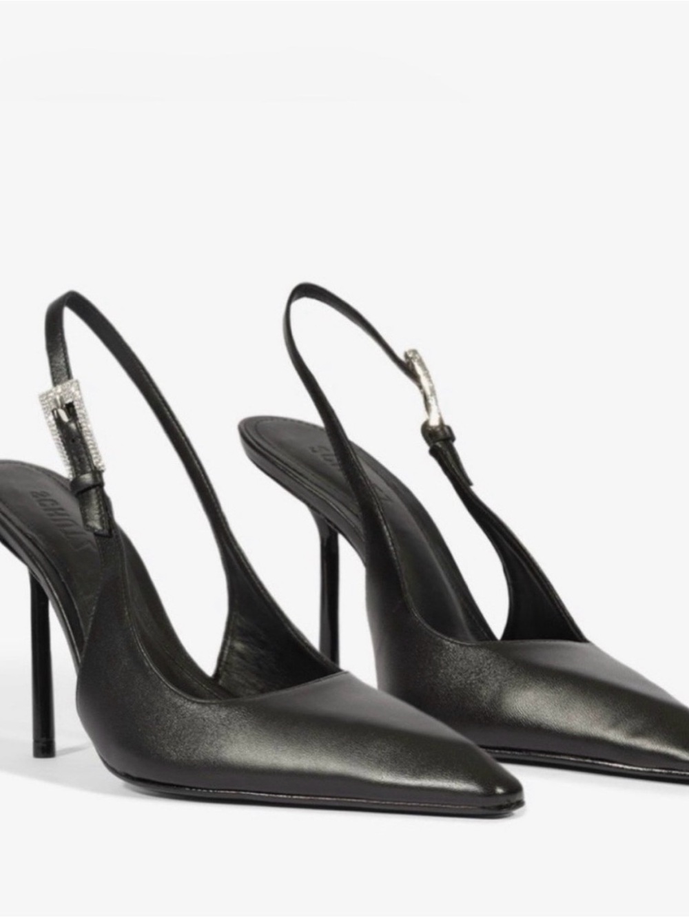 Schutz slingbacks with rhinestone buckle